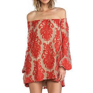 For Love And Lemons dress. Size Medium. Beautiful Orange and cream. fully lined